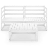 3 Piece Garden Lounge Set White Solid Pinewood - Side View