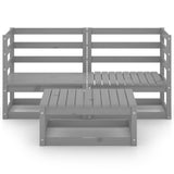 3 Piece Garden Lounge Set Grey Solid Pinewood - Side View