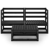 3 Piece Garden Lounge Set Black Solid Pinewood