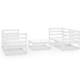 5 Piece Garden Lounge Set White Solid Pinewood - Front View