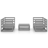 5 Piece Garden Lounge Set Grey Solid Pinewood - Side View