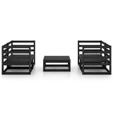 5 Piece Garden Lounge Set Black Solid Wood Pine