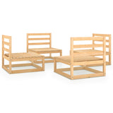 4 Piece Garden Lounge Set Solid Pinewood - Front View