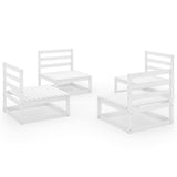 4 Piece Garden Lounge Set White Solid Pinewood - Front View