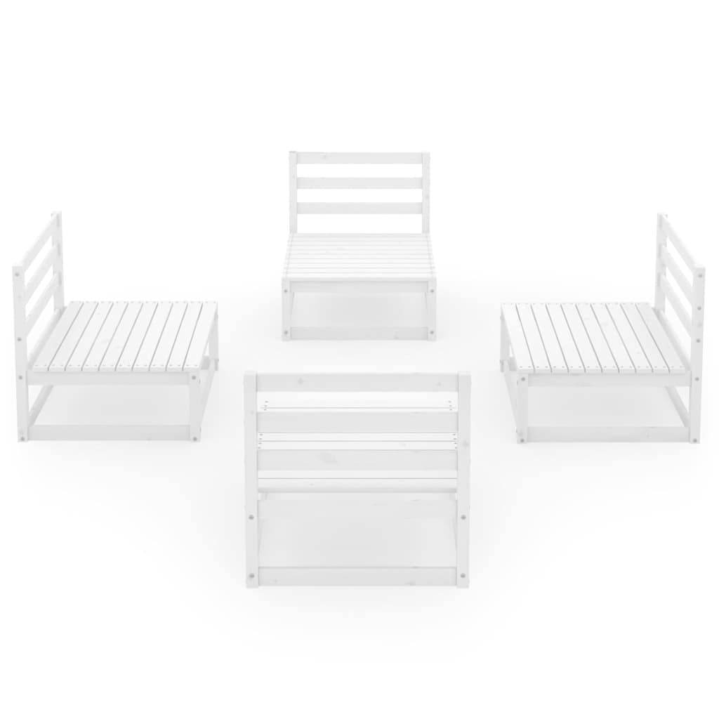 4 Piece Garden Lounge Set White Solid Wood Pine
