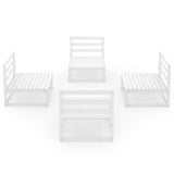 4 Piece Garden Lounge Set White Solid Wood Pine
