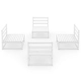 4 Piece Garden Lounge Set White Solid Pinewood - Side View