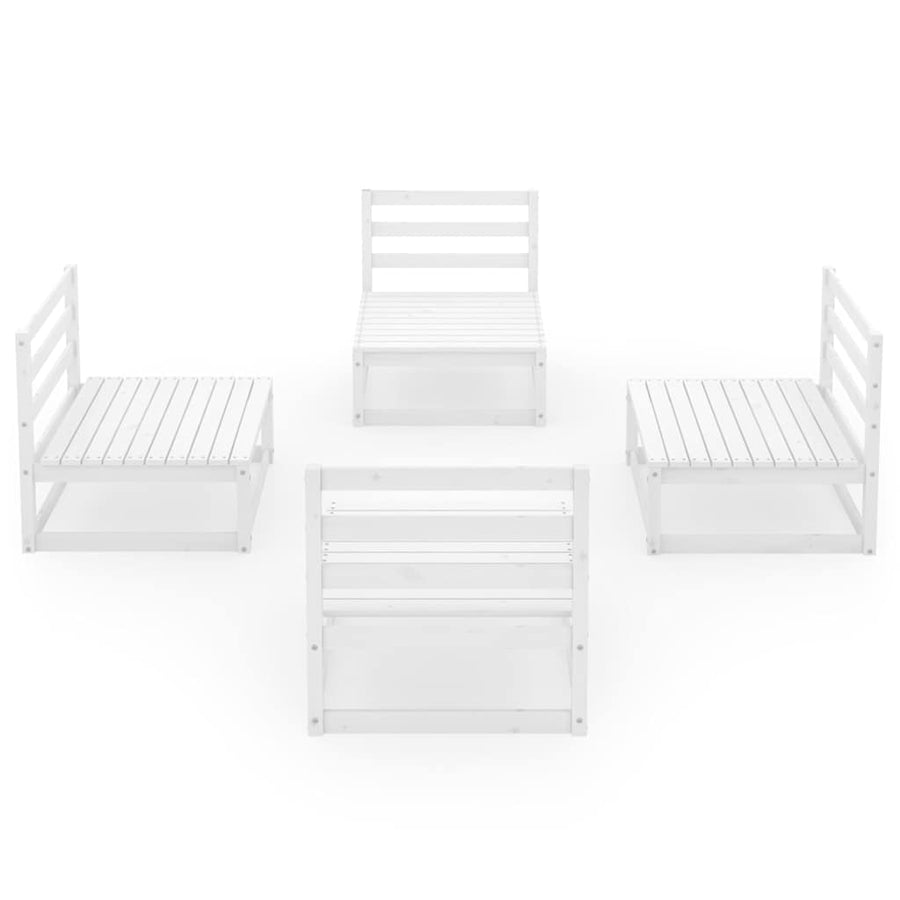 4 Piece Garden Lounge Set White Solid Wood Pine