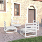 4 Piece Garden Lounge Set White Solid Wood Pine