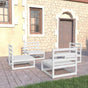 4 Piece Garden Lounge Set White Solid Wood Pine