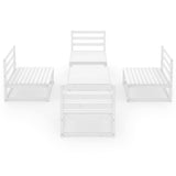 5 Piece Garden Lounge Set White Solid Pinewood - Side View