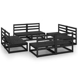 8 Piece Garden Lounge Set Black Solid Wood Pine