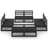 8 Piece Garden Lounge Set Black Solid Wood Pine