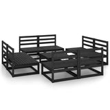 9 Piece Garden Lounge Set Black Solid Wood Pine