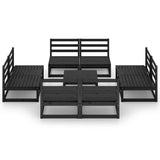 9 Piece Garden Lounge Set Black Solid Wood Pine