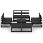 9 Piece Garden Lounge Set Black Solid Wood Pine