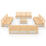13 Piece Garden Lounge Set Solid Pinewood - Side View