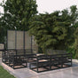 13 Piece Garden Lounge Set Black Solid Wood Pine