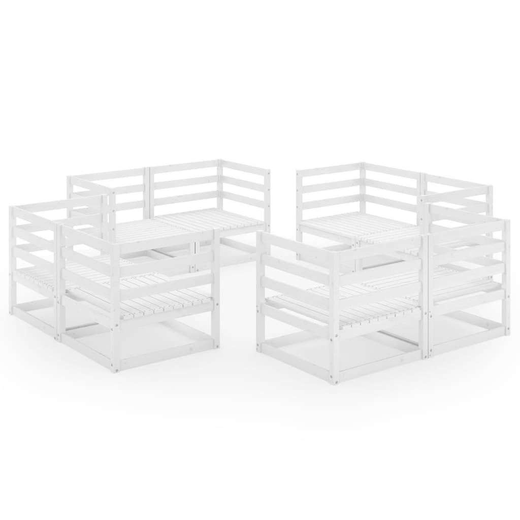8 Piece Garden Lounge Set White Solid Wood Pine