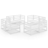8 Piece Garden Lounge Set White Solid Wood Pine