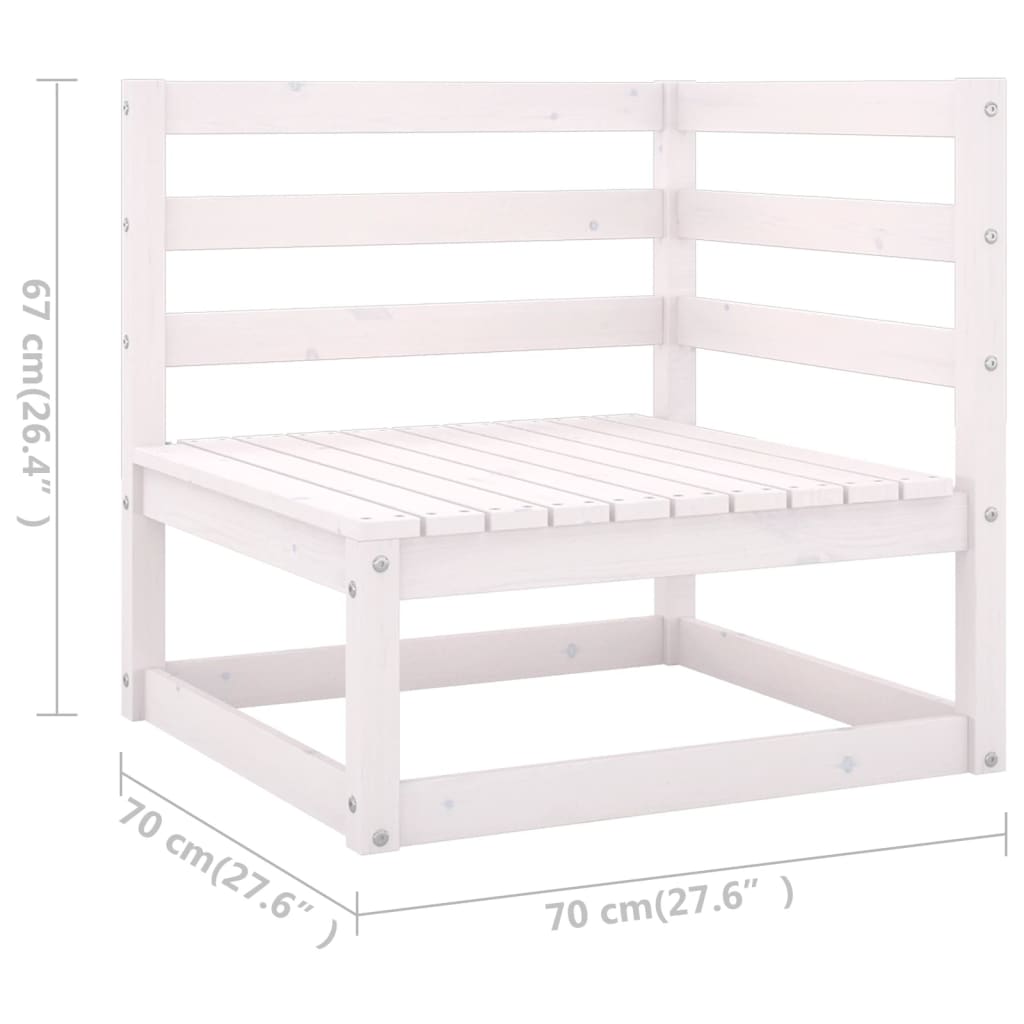 8 Piece Garden Lounge Set White Solid Wood Pine