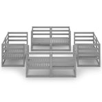 8 Piece Garden Lounge Set Grey Solid Wood Pine