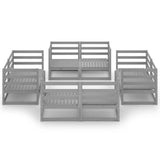8 Piece Garden Lounge Set Grey Solid Pinewood - Side View