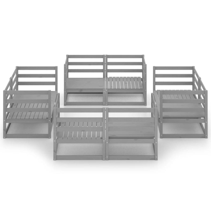 8 Piece Garden Lounge Set Grey Solid Wood Pine