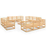 13 Piece Garden Lounge Set Solid Pinewood - Front View