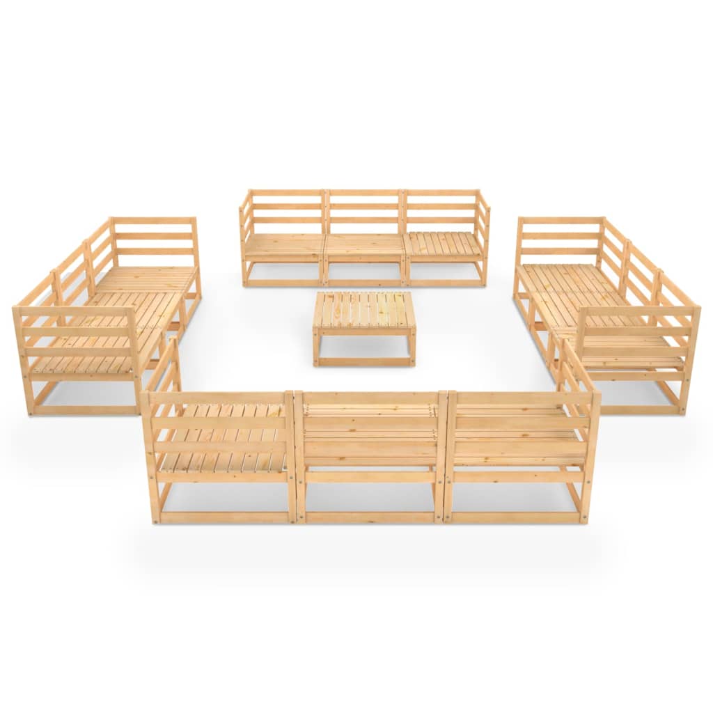 13 Piece Garden Lounge Set Solid Pinewood
