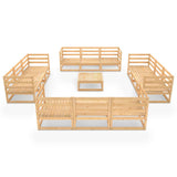 13 Piece Garden Lounge Set Solid Pinewood - Side View