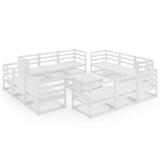 13 Piece Garden Lounge Set White Solid Pinewood - Front View