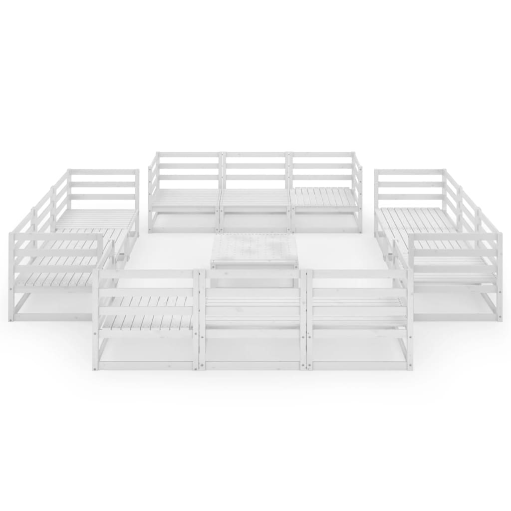 13 Piece Garden Lounge Set White Solid Pinewood