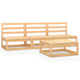 4 Piece Garden Lounge Set Solid Pinewood - Front View