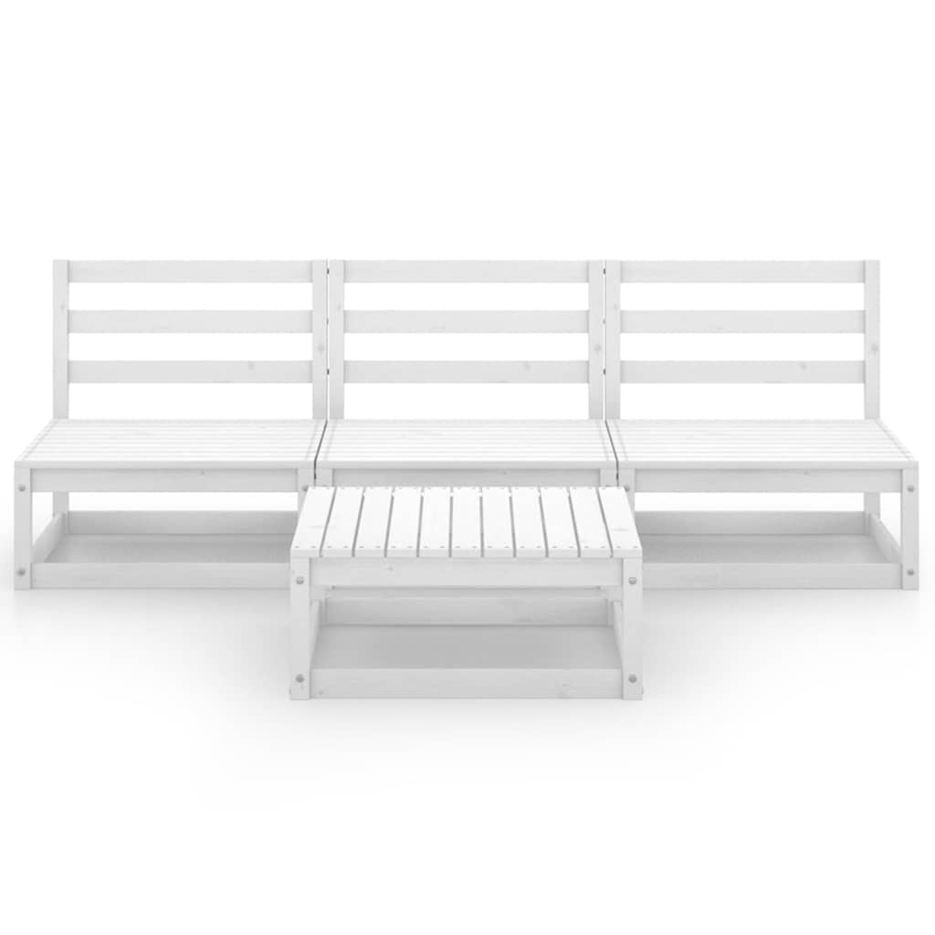 4 Piece Garden Lounge Set White Solid Wood Pine
