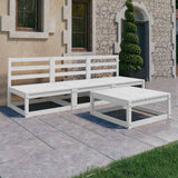 4 Piece Garden Lounge Set White Solid Wood Pine