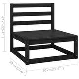 4 Piece Garden Lounge Set Black Solid Pinewood - Low Angle