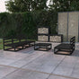 6 Piece Garden Lounge Set Black Solid Wood Pine