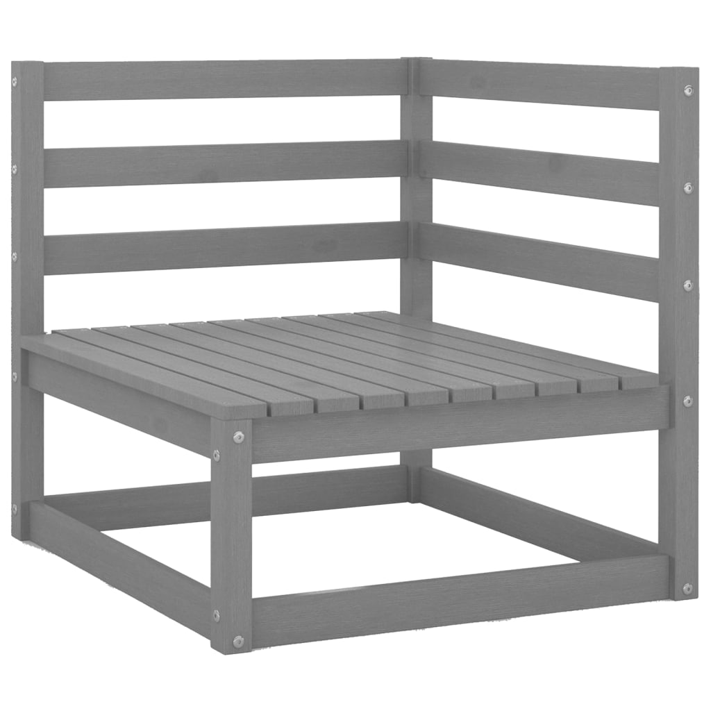 Garden 3-Seater Sofa Grey Solid Pinewood