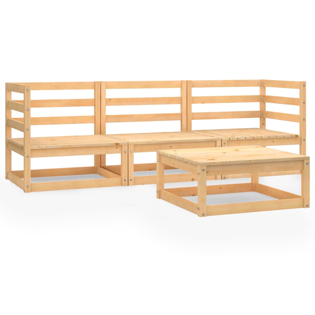 4 Piece Garden Lounge Set Solid Pinewood
