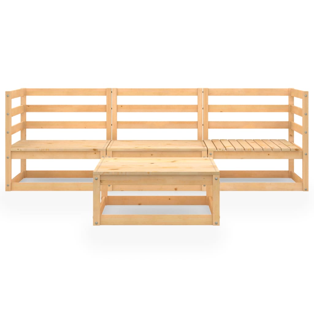 4 Piece Garden Lounge Set Solid Wood Pine