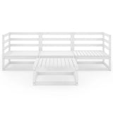 4 Piece Garden Lounge Set White Solid Pinewood - Side View