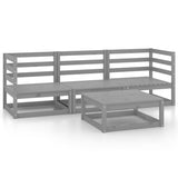 4 Piece Garden Lounge Set Grey Solid Pinewood - Front View