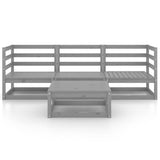 4 Piece Garden Lounge Set Grey Solid Pinewood - Side View