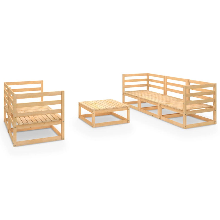 6 Piece Garden Lounge Set Solid Wood Pine
