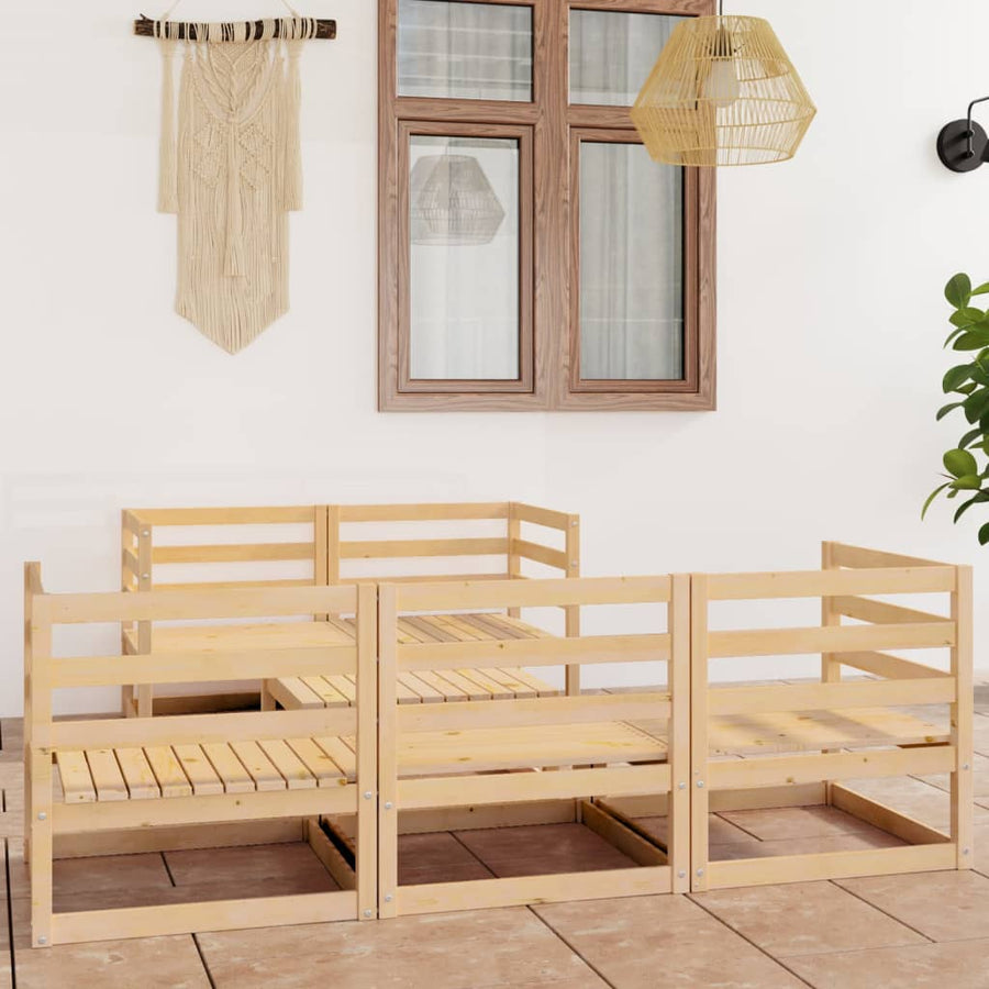 6 Piece Garden Lounge Set Solid Wood Pine