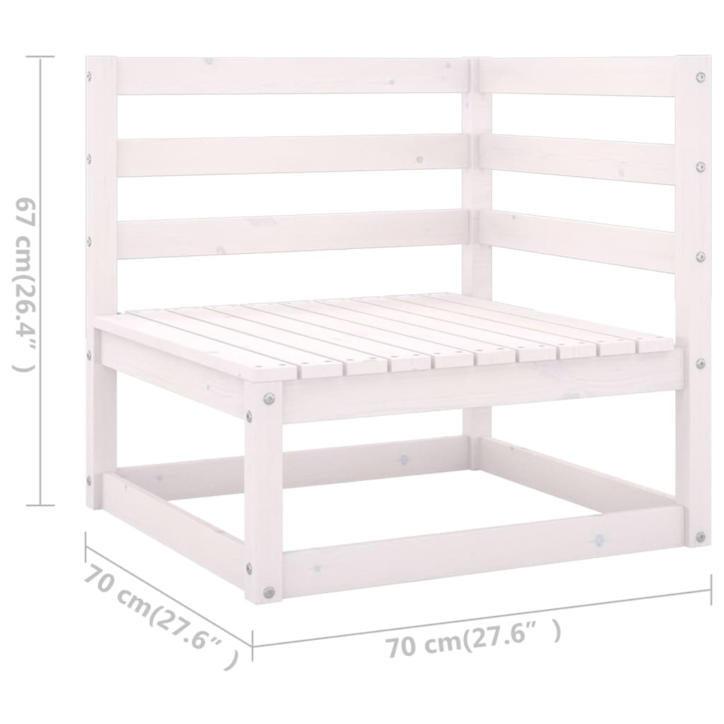 6 Piece Garden Lounge Set White Solid Pinewood