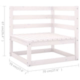 6 Piece Garden Lounge Set White Solid Pinewood