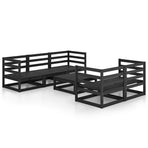6 Piece Garden Lounge Set Black Solid Wood Pine