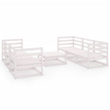 7 Piece Garden Lounge Set White Solid Pinewood - Front View
